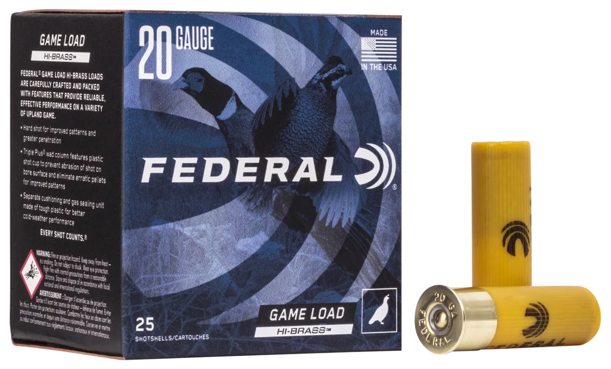 Game-Shok High Brass #4 2-3/4" 20 Gauge Shotgun Ammo - 25 Round Box