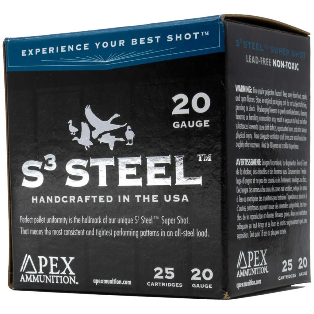 Waterfowl S3 Steel #4 3" 20 Gauge Shotgun Ammo - 25 Round Box