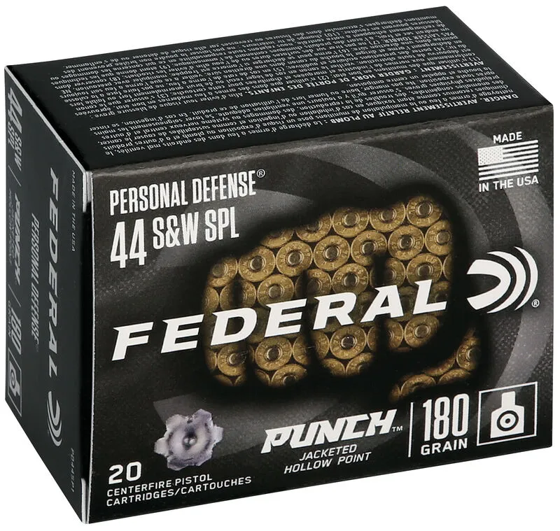 Premium Personal Defense Jacketed Hollow Point 180 gr 44 Special Handgun Ammo - 20 Round Box