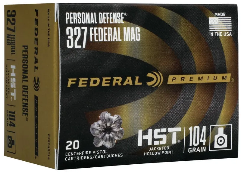 Premium Personal Defense Jacketed Hollow Point 104 gr 327 Federal Magnum Handgun Ammo - 20 Round Box
