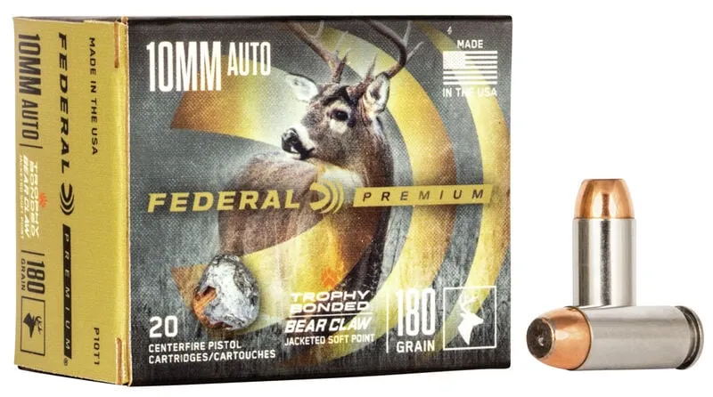 Premium Trophy Bonded Bear Claw Soft Point 180 gr 10mm Handgun Ammo - 20 Round Box
