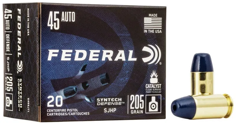 Syntech Defense Segmented Jacketed Hollow Point 205 gr 45 ACP Handgun Ammo - 20 Round Box