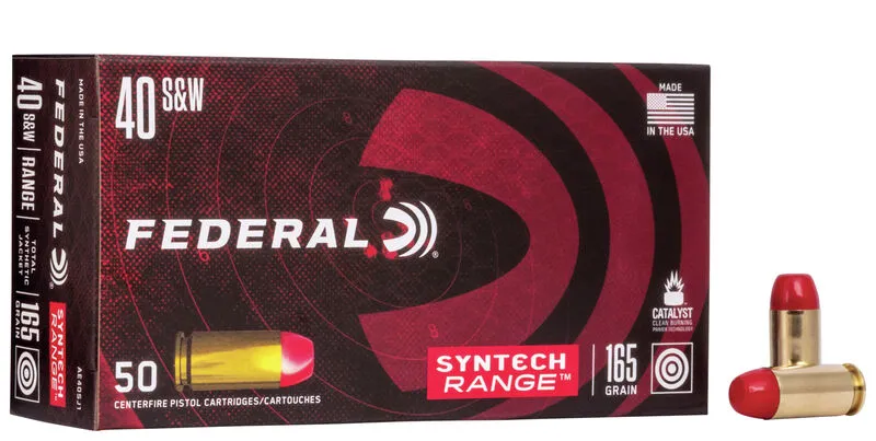 American Eagle Syntech Range Total Jacket Flat Nose 165 gr 40 S&W Handgun Ammo - 50 Round Box