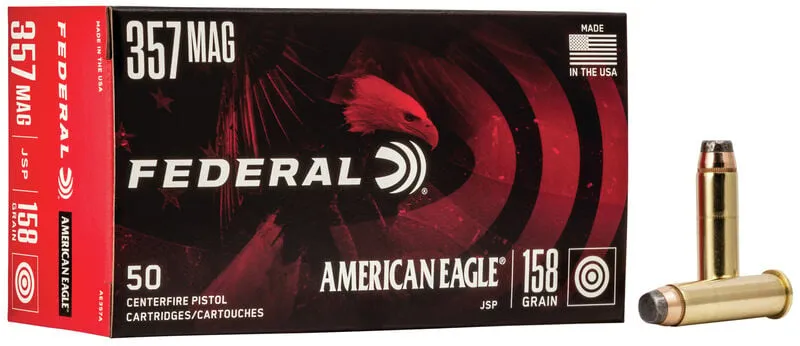 American Eagle Jacketed Soft Point 158 gr 357 Magnum Handgun Ammo - 50 Round Box