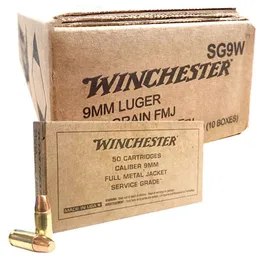 Service Grade Full Metal Jacket 115 gr 9mm Handgun Ammo