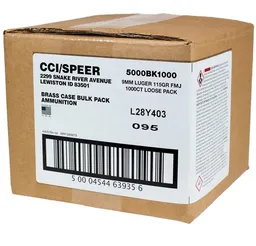 Blazer Brass Full Metal Jacket 115 gr 9mm Handgun Ammo Loose Pack - 1000 Round Case