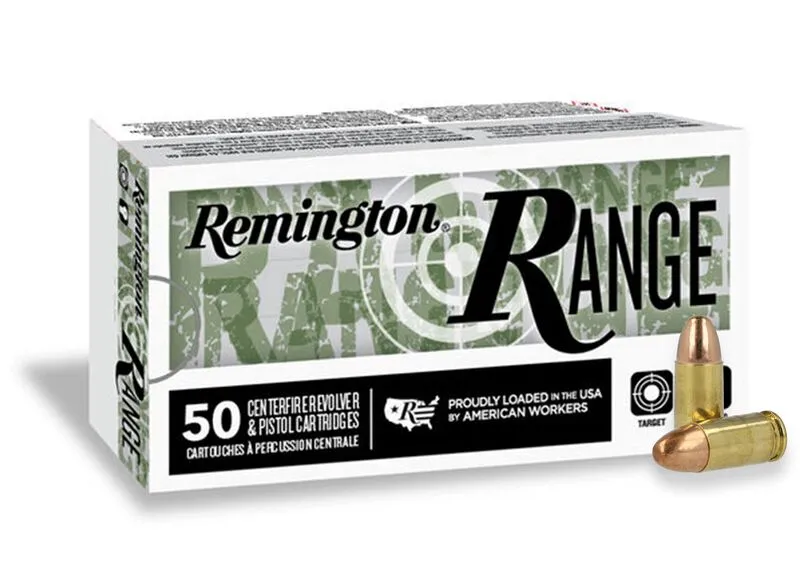 Range Full Metal Jacket 124 gr 9mm Luger Handgun Ammo - 50 Round Box