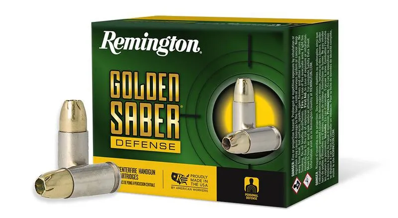 Golden Saber Defense Jacketed Hollow Point 124 gr 9mm+P Handgun Ammo - 20 Round Box