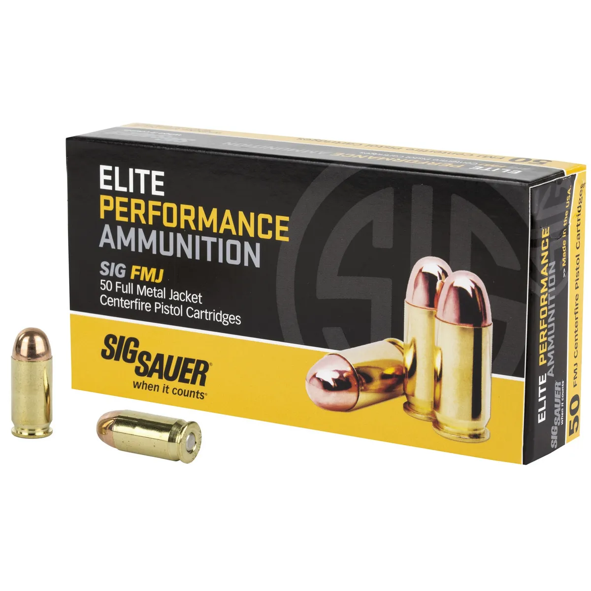 Elite Performance Full Metal Jacket 230 gr 45 ACP Handgun Ammo - 50 Round Box