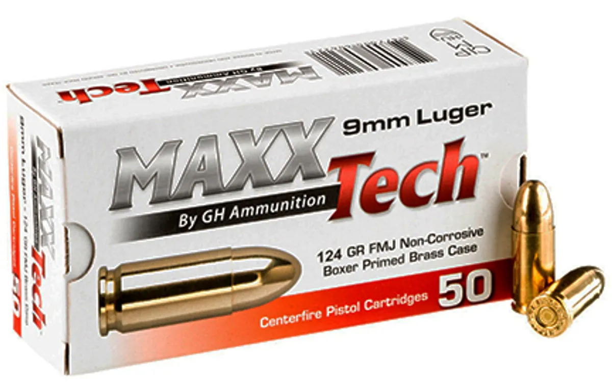 Full Metal Jacket 124 gr 9mm Handgun Ammo - 50 Round Box
