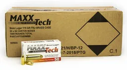 Full Metal Jacket 124 gr 9mm Handgun Ammo - 1000 Round Case
