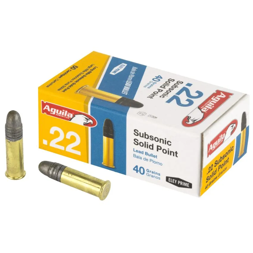 Subsonic Lead Solid Point 40 gr 22 Long Rifle Rimfire Ammo - 50 Round Box