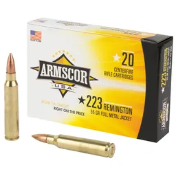 USA Centerfire Full Metal Jacket 55 gr 223 Remington Rifle Ammo - 20 Round Box