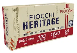 Heritage Full Metal Jacket Truncated-Cone 123 gr 9mmX21mm Handgun Ammo - 50 Round Box