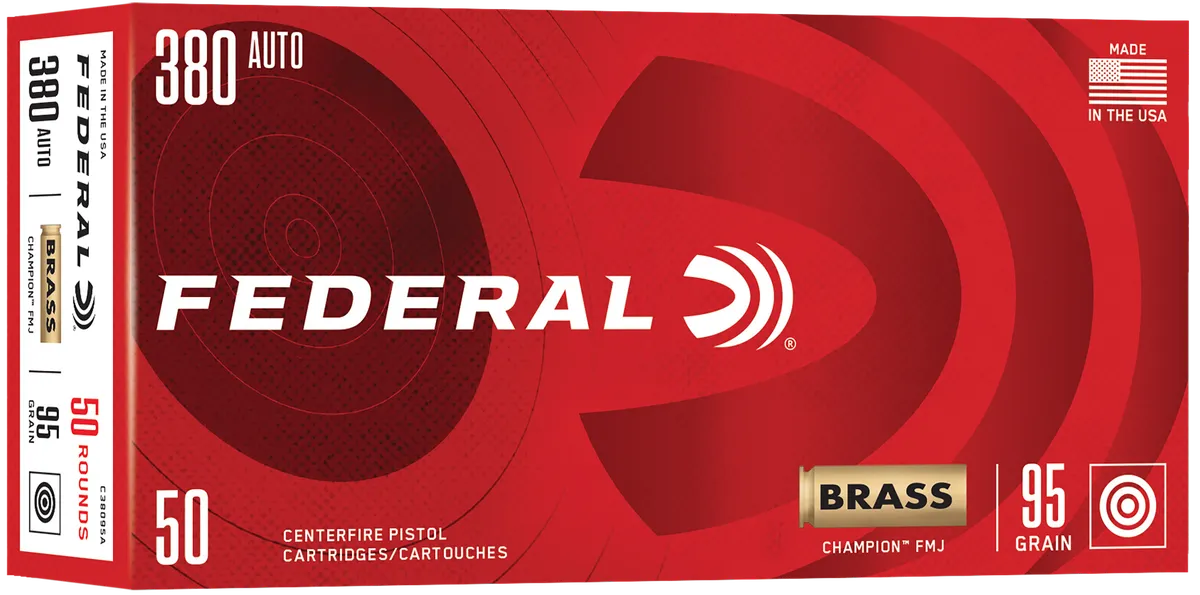 Champion Full Metal Jacket 95 gr 380 ACP Handgun Ammo - 50 Round Box