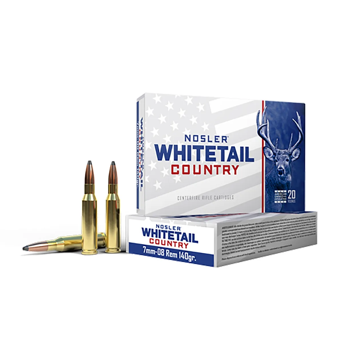 Whitetail Country Spitzer Boat Tail 140 gr 7mm-08 Remington Rifle Ammo - 20 Round Box