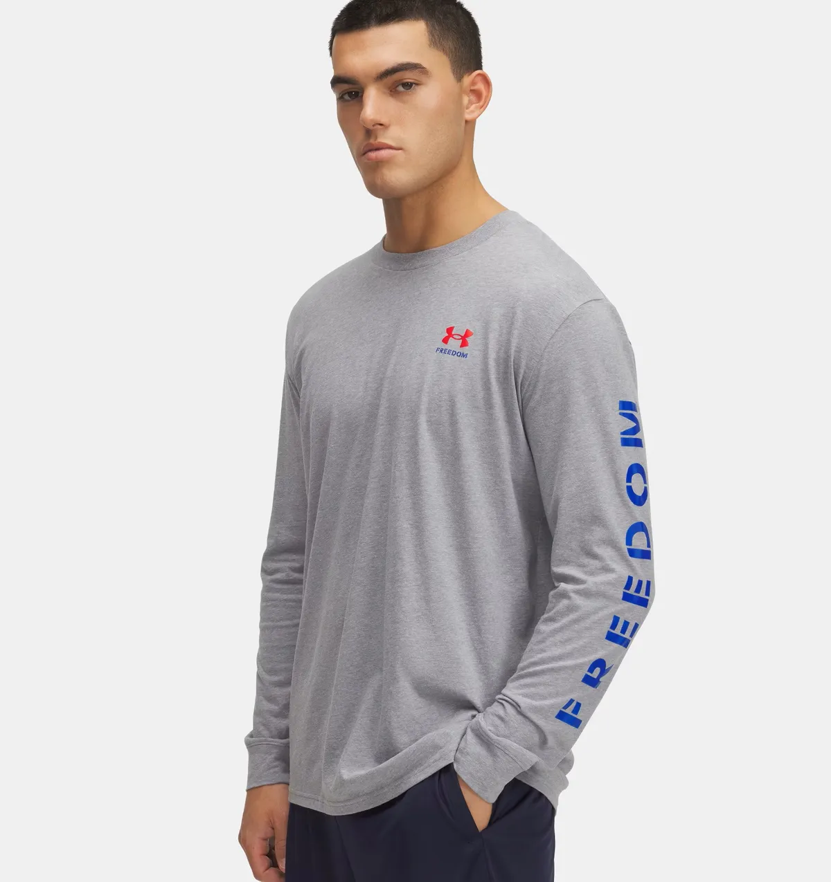 Gray - Freedom Flag LS T-Shirt